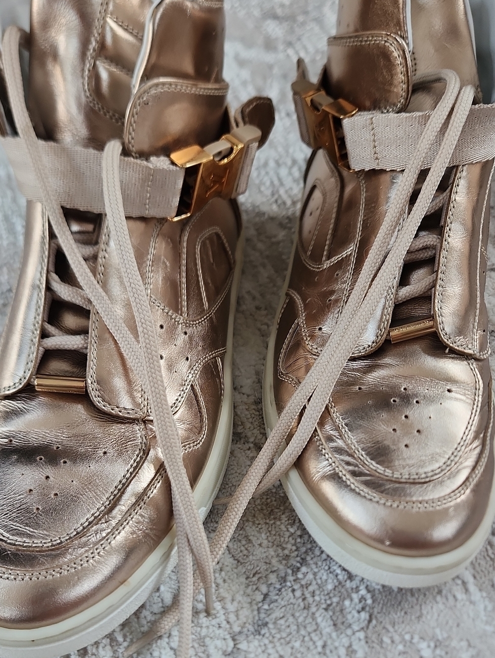 Louis Vuitton High Top Gold Lesther Sneakers, Size 6 1/2 - Picture 11 of 11